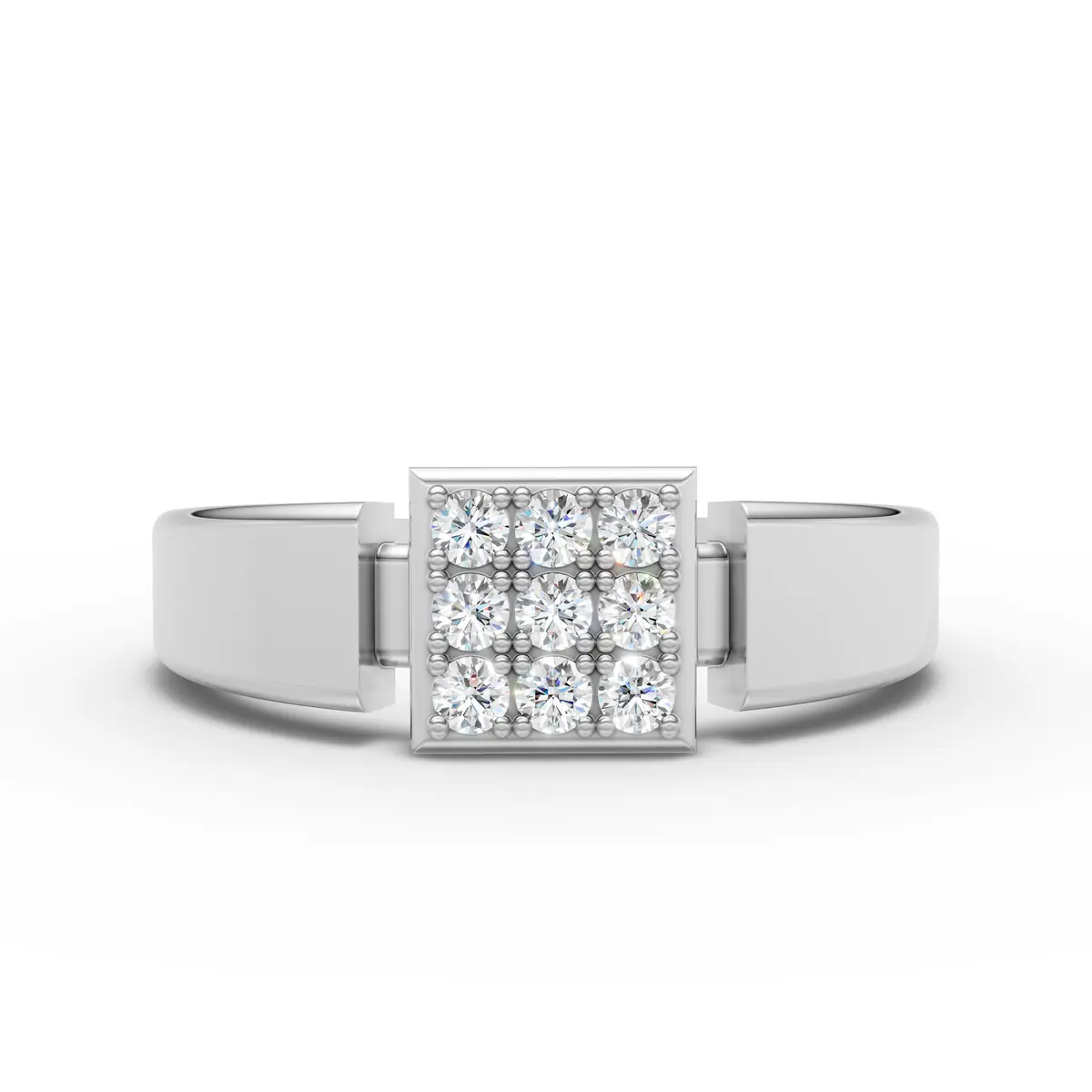 Square Cluster Moissanite Diamond Ring